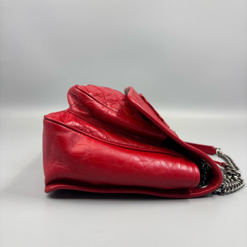 Yves Saint Laurent Medium Niki Chain Pull Up Leather Red
