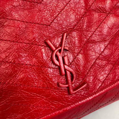 Yves Saint Laurent Medium Niki Chain Pull Up Leather Red