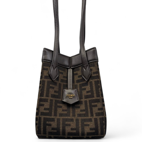 Fendi Mini Origami Zucca Calfskin Brown Dark Brown