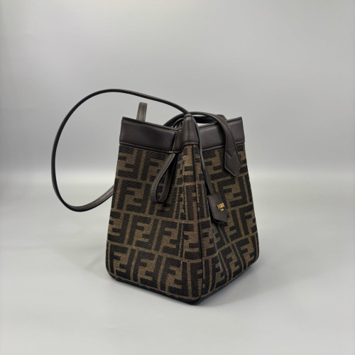 Fendi Mini Origami Zucca Calfskin Brown Dark Brown