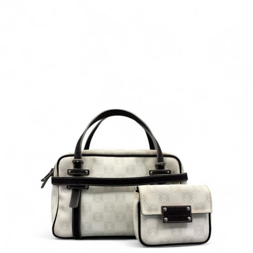 Loewe Handbag Anagram Dark Brown White