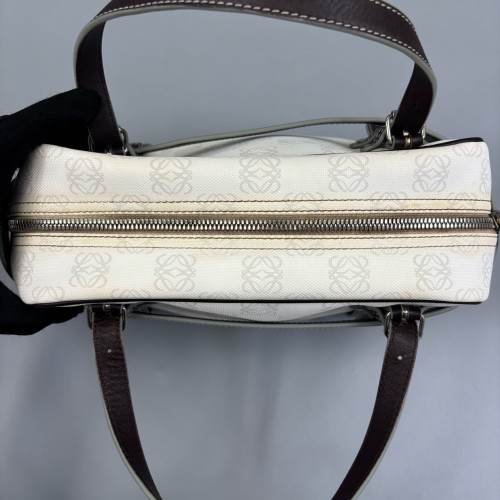 Loewe Handbag Anagram Dark Brown White