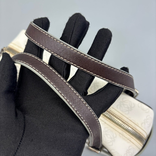 Loewe Handbag Anagram Dark Brown White