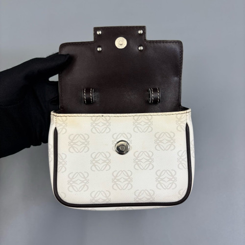 Loewe Handbag Anagram Dark Brown White