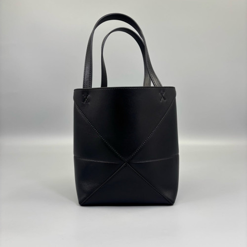 Loewe Mini Puzzle Fold Tote Calfskin Black