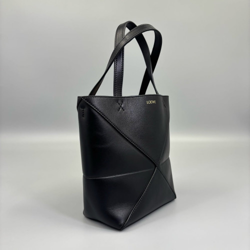 Loewe Mini Puzzle Fold Tote Calfskin Black
