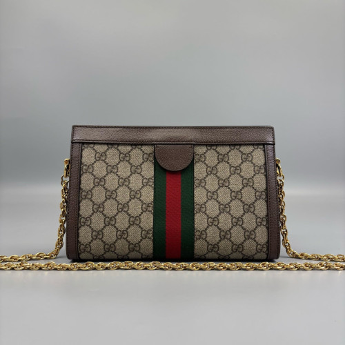 Gucci Web Small Ophidia Chain Shoulder Bag GG Supreme Monogram Beige Brown Green