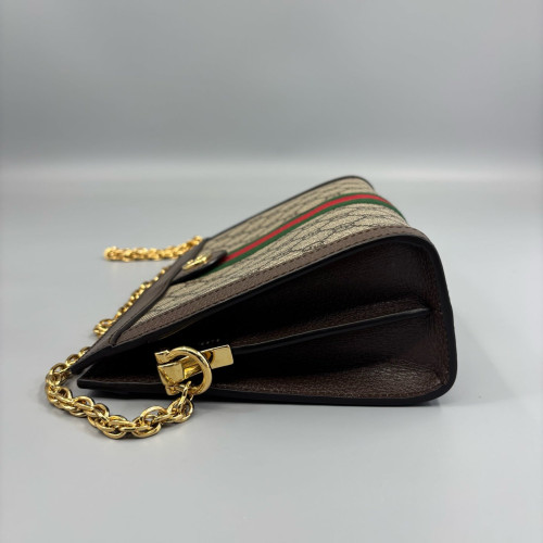Gucci Web Small Ophidia Chain Shoulder Bag GG Supreme Monogram Beige Brown Green