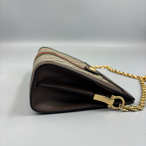 Gucci Web Small Ophidia Chain Shoulder Bag GG Supreme Monogram Beige Brown Green