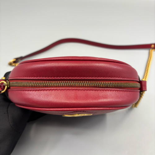 Gucci Matelasse GG Marmont Round Mini Bag Cuir Red