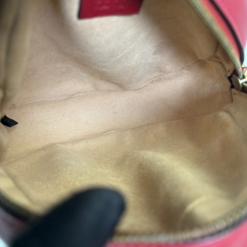 Gucci Matelasse GG Marmont Round Mini Bag Cuir Red