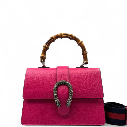 Gucci Bamboo Medium Dioysus Bamboo Top Handle Bag Calfskin Fuchsia
