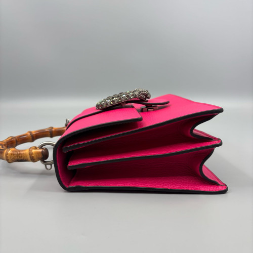 Gucci Bamboo Medium Dioysus Bamboo Top Handle Bag Calfskin Fuchsia