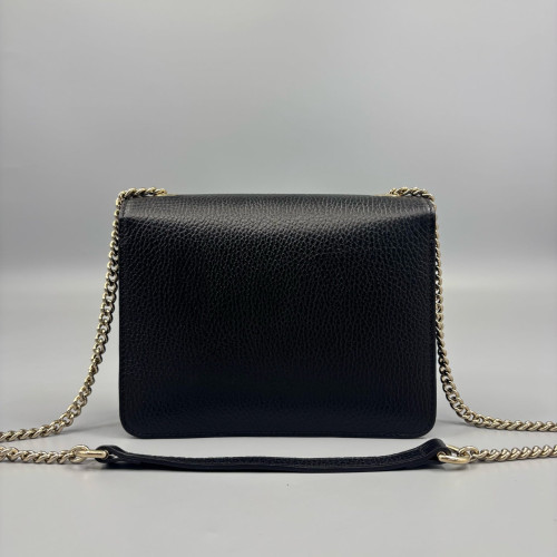 Gucci Small Interlocking G Shoulder Bag Calfskin Black