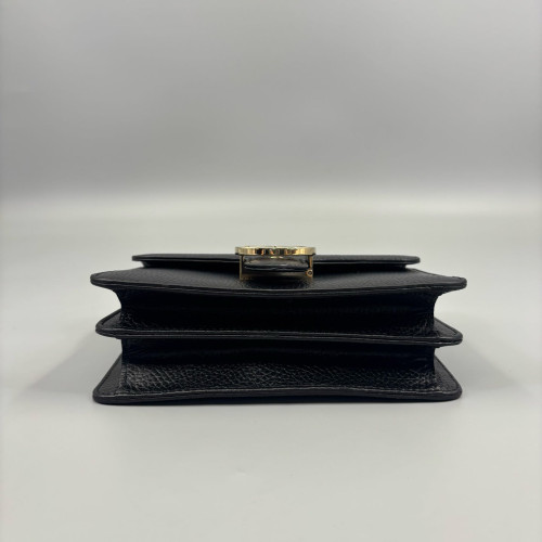 Gucci Small Interlocking G Shoulder Bag Calfskin Black