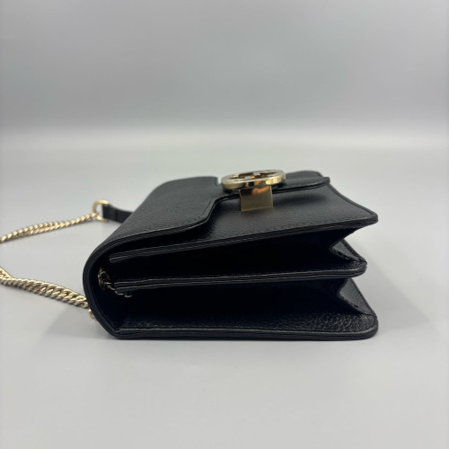 Gucci Small Interlocking G Shoulder Bag Calfskin Black