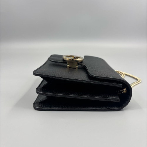 Gucci Small Interlocking G Shoulder Bag Calfskin Black