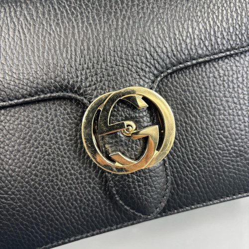 Gucci Small Interlocking G Shoulder Bag Calfskin Black