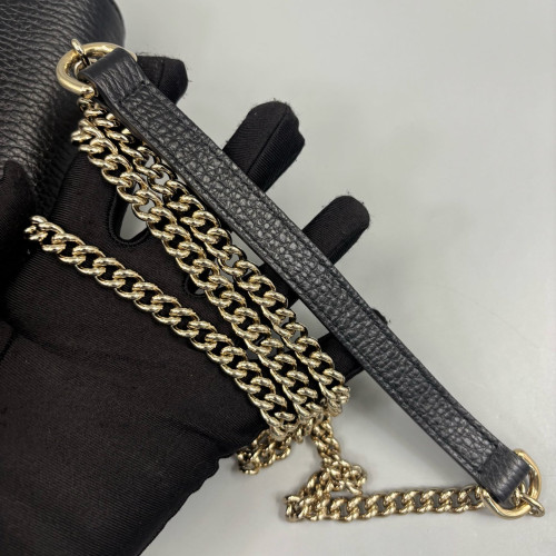 Gucci Small Interlocking G Shoulder Bag Calfskin Black