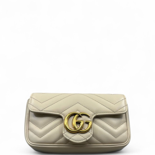 Gucci Diamante Super Mini GG Marmont Calfskin White
