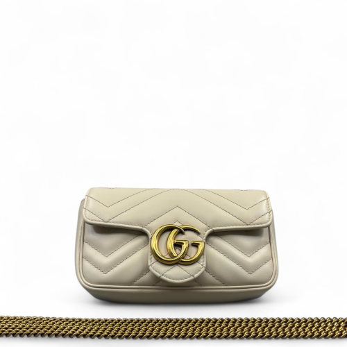 Gucci Diamante Super Mini GG Marmont Calfskin White