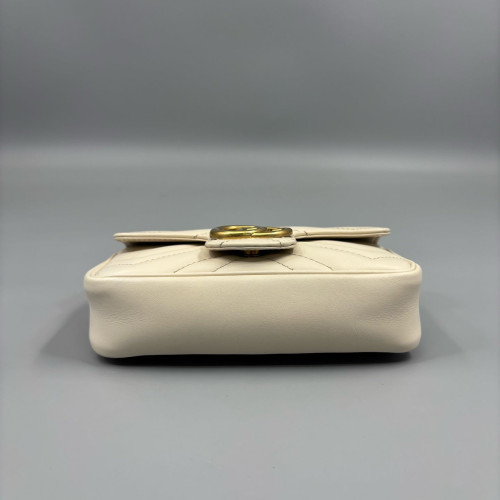 Gucci Diamante Super Mini GG Marmont Calfskin White