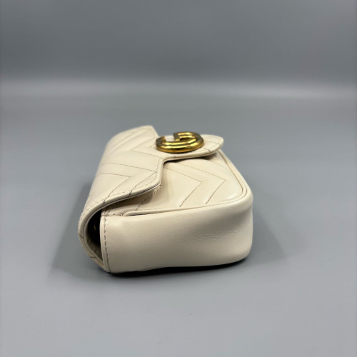 Gucci Diamante Super Mini GG Marmont Calfskin White