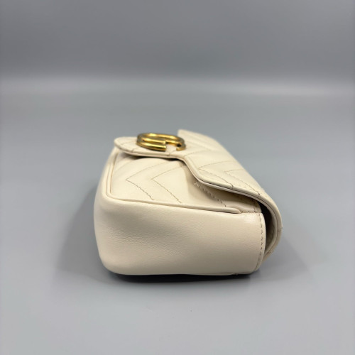 Gucci Diamante Super Mini GG Marmont Calfskin White