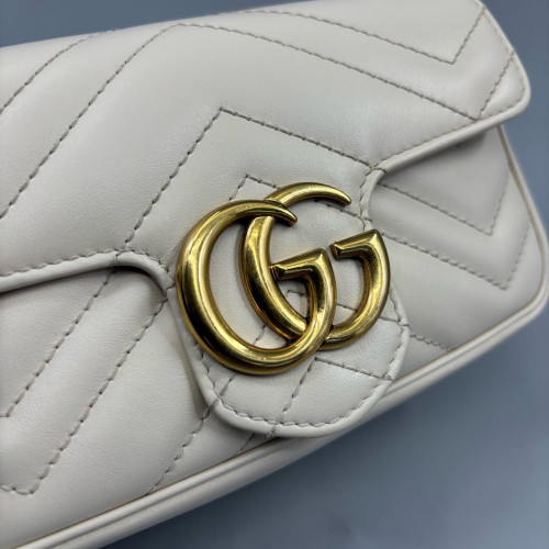 Gucci Diamante Super Mini GG Marmont Calfskin White