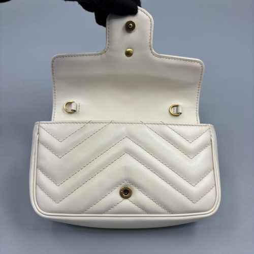 Gucci Diamante Super Mini GG Marmont Calfskin White