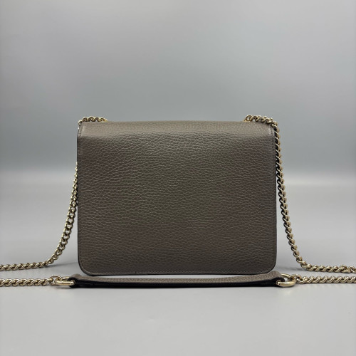 Gucci Small Interlocking G Shoulder Bag Calfskin Grey
