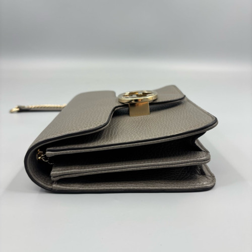 Gucci Small Interlocking G Shoulder Bag Calfskin Grey