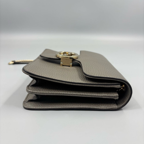 Gucci Small Interlocking G Shoulder Bag Calfskin Grey