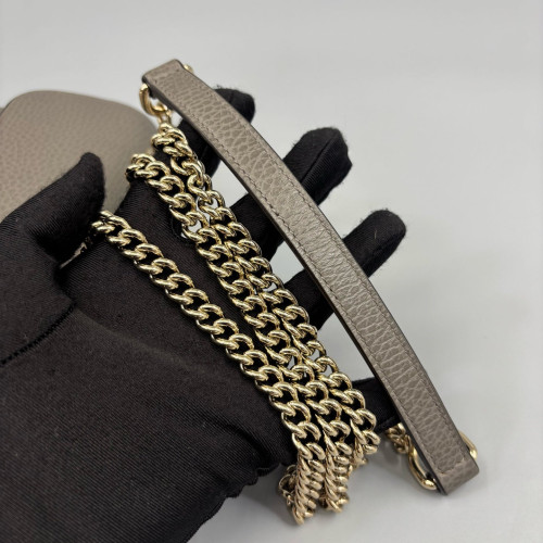 Gucci Small Interlocking G Shoulder Bag Calfskin Grey