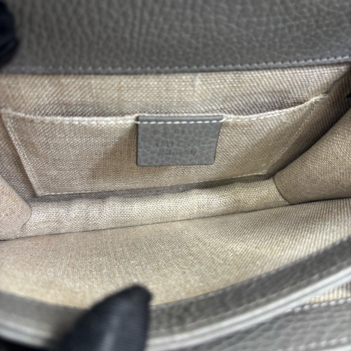 Gucci Small Interlocking G Shoulder Bag Calfskin Grey