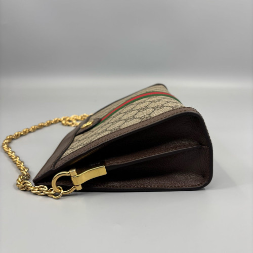 Gucci Web Small Ophidia Chain Shoulder Bag GG Supreme Monogram Brown Green Red