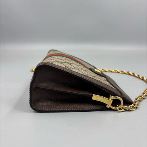 Gucci Web Small Ophidia Chain Shoulder Bag GG Supreme Monogram Brown Green Red