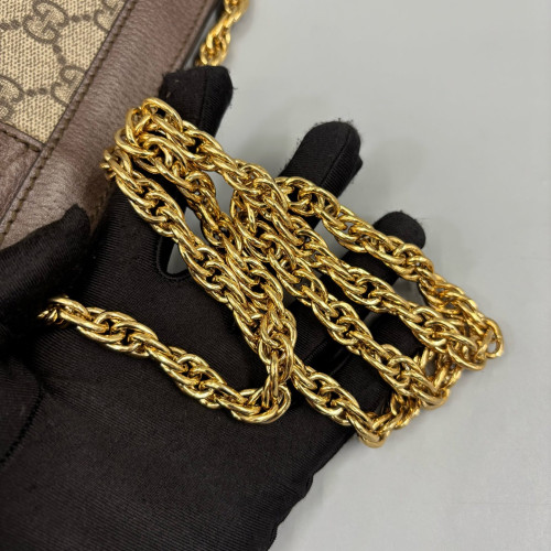 Gucci Web Small Ophidia Chain Shoulder Bag GG Supreme Monogram Brown Green Red