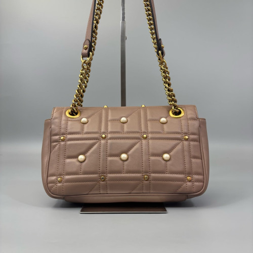 Gucci Matelasse Small GG Marmont Calfskin Natural Tan