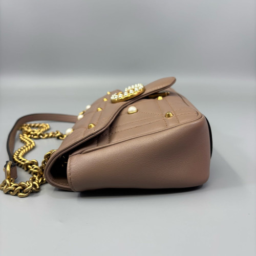 Gucci Matelasse Small GG Marmont Calfskin Natural Tan