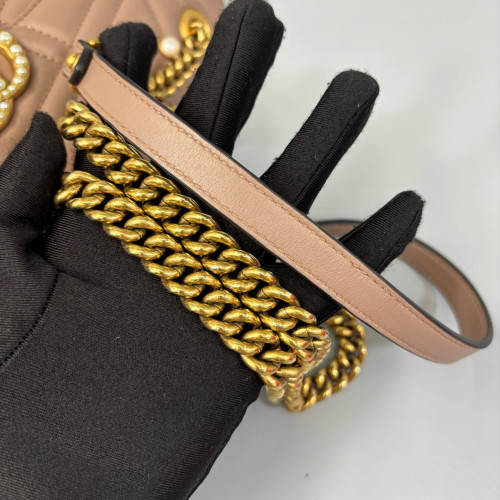Gucci Matelasse Small GG Marmont Calfskin Natural Tan