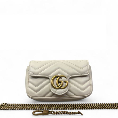 Gucci Matelasse Mini GG Marmont Calfskin White