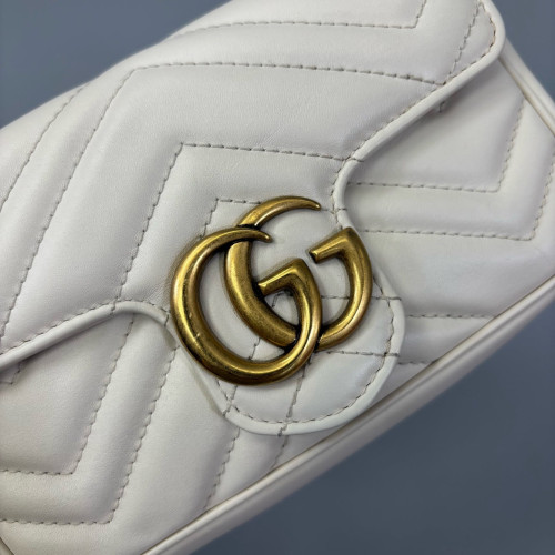 Gucci Matelasse Mini GG Marmont Calfskin White
