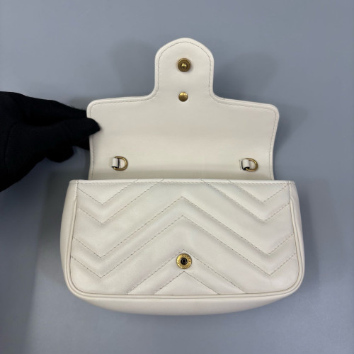 Gucci Matelasse Mini GG Marmont Calfskin White