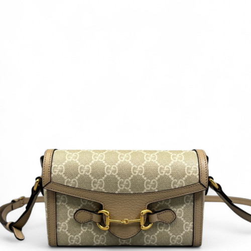 Gucci Mini Horsebit 1955 GG Supreme Monogram Beige Clair