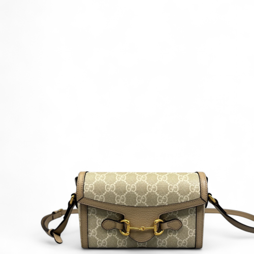 Gucci Mini Horsebit 1955 GG Supreme Monogram Beige Clair