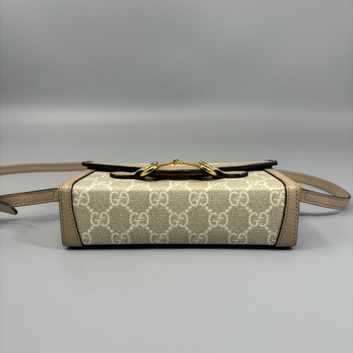 Gucci Mini Horsebit 1955 GG Supreme Monogram Beige Clair