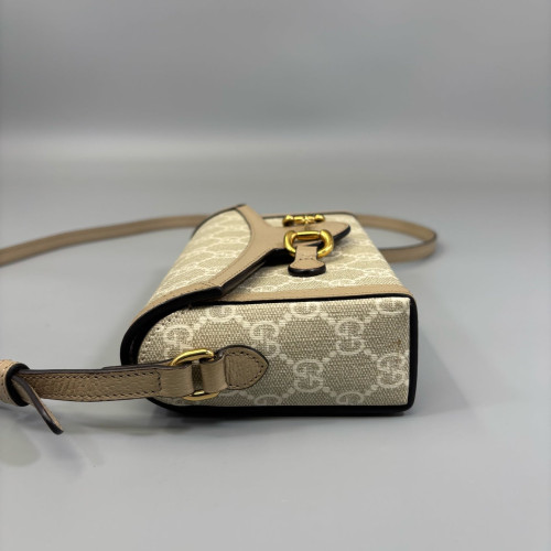 Gucci Mini Horsebit 1955 GG Supreme Monogram Beige Clair