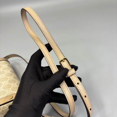 Gucci Mini Horsebit 1955 GG Supreme Monogram Beige Clair