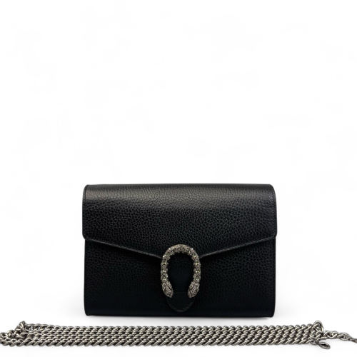 Gucci Mini Dionysus Chain Wallet Grained Calfskin Black